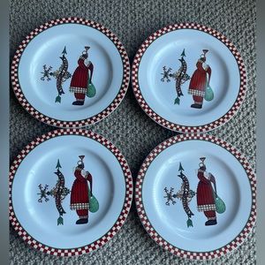 4 SAKURA MAGIC OF SANTA 8.25” Christmas Plates by Debbie Mumm (1998)‎